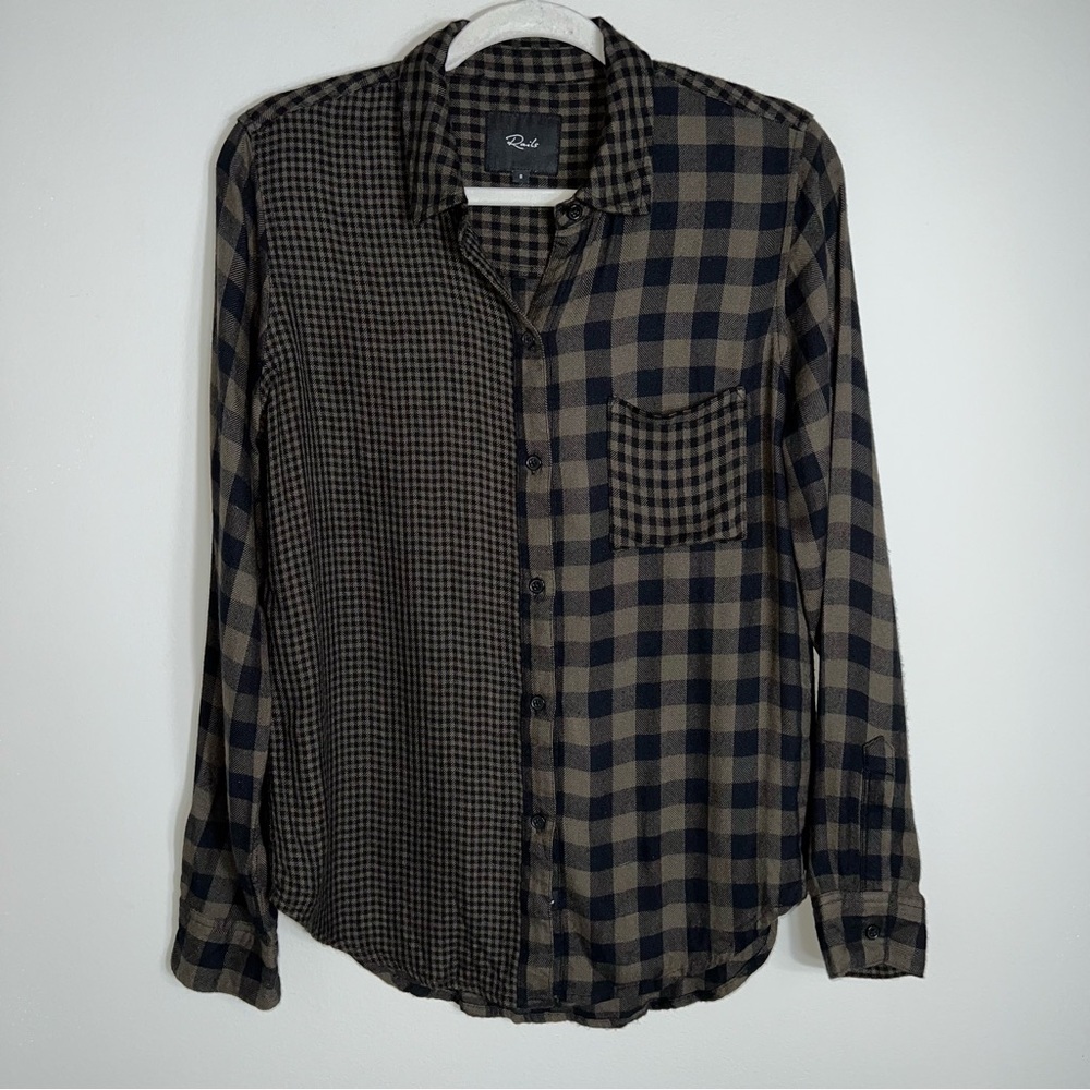 Rails Hunter Flannel Shirt-Button Front-Mixed Oli… - image 2